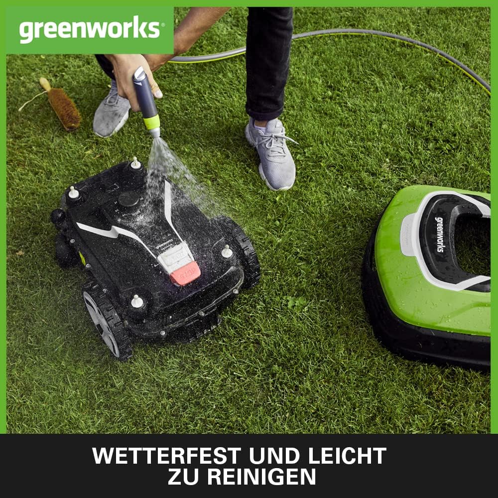 Greenworks Optimow 15 Rasenmäherroboter für Rasenflächen bis 1500 m2 mit 35 % Gefälle, extrem leise,