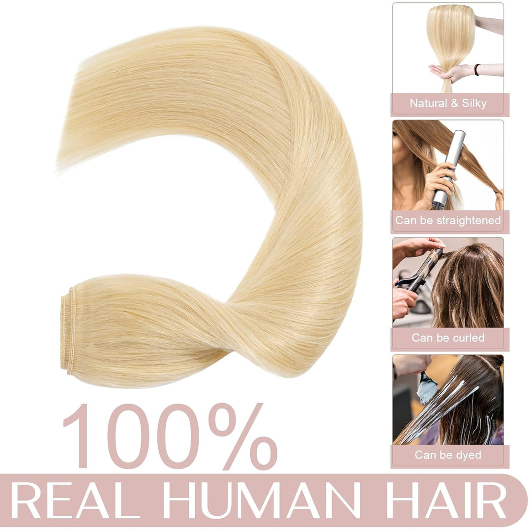SEGO Clip in Extensions Echthaar 1 Tresse Haarverlängerungen Remy 7A ein Teilig Set 5 Klips Haarteil