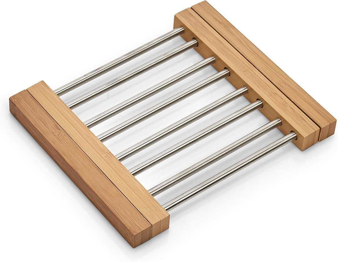 Zeller 25299 Topfuntersetzer, ausziehbar, Bamboo/Edelstahl, beige, small