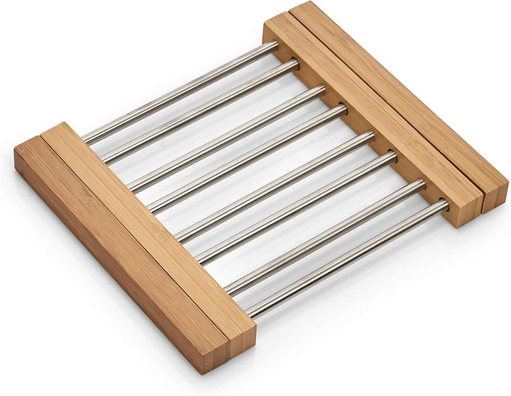 Zeller 25299 Topfuntersetzer, ausziehbar, Bamboo/Edelstahl, beige, small