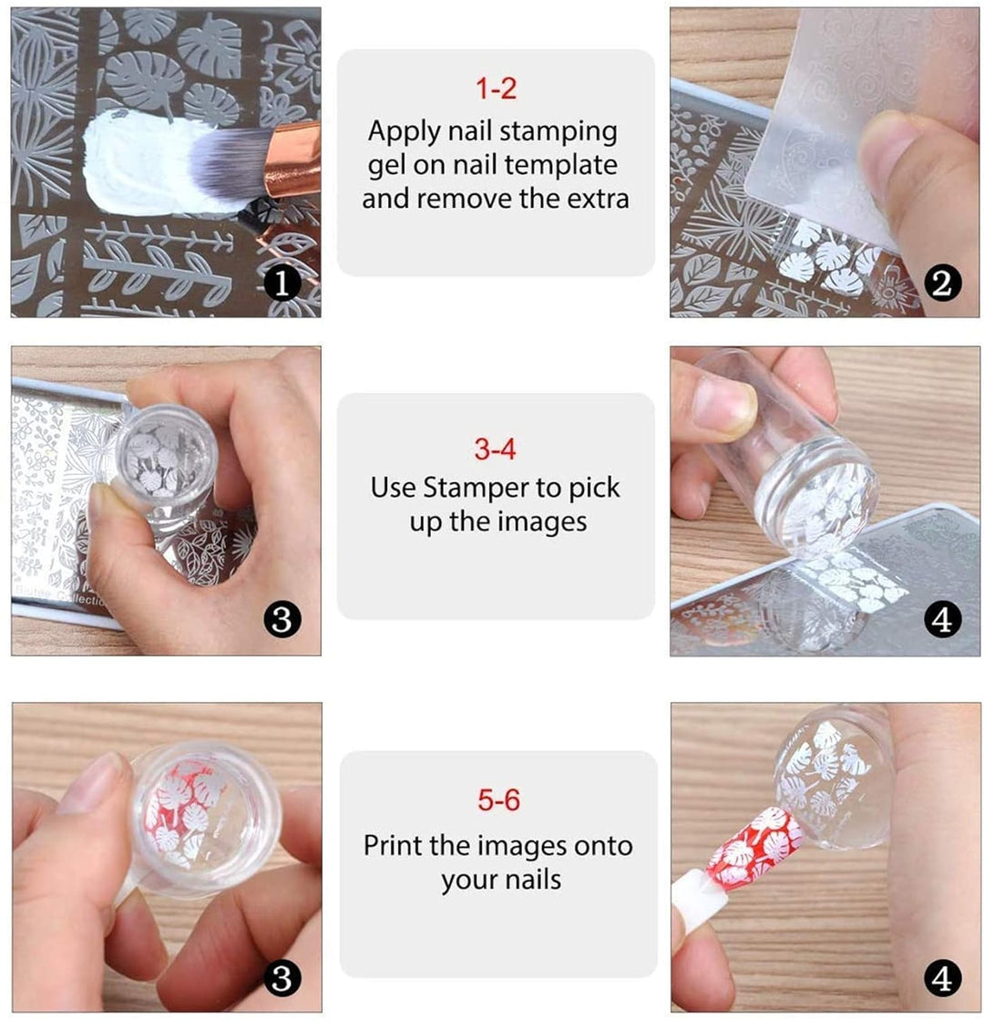 Biutee Stamping Lack UV Set für Stamping Schablone, 8 Farben, 8 ml Cremefarben, Cremefarben