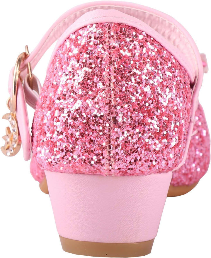 LiUiMiY Prinzessin Schuhe Mädchen Glitzer ELSA Stöckelschuhe mit Absatz Ballerina für Party Karneval