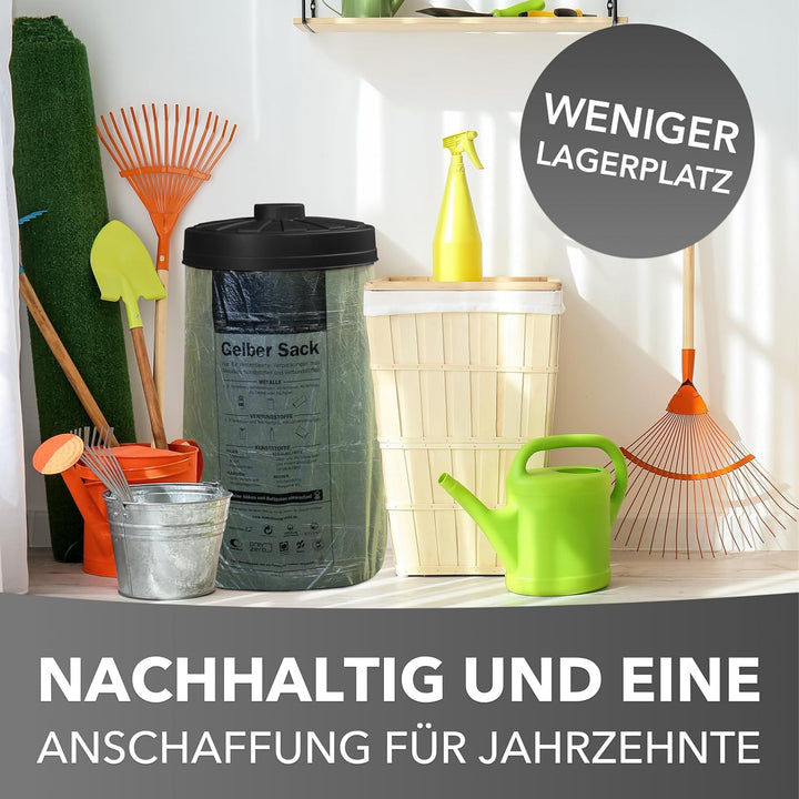 Sacktonne schwarz mit schwarzem Deckel für Gelben Sack Mülleimer Müllsackständer