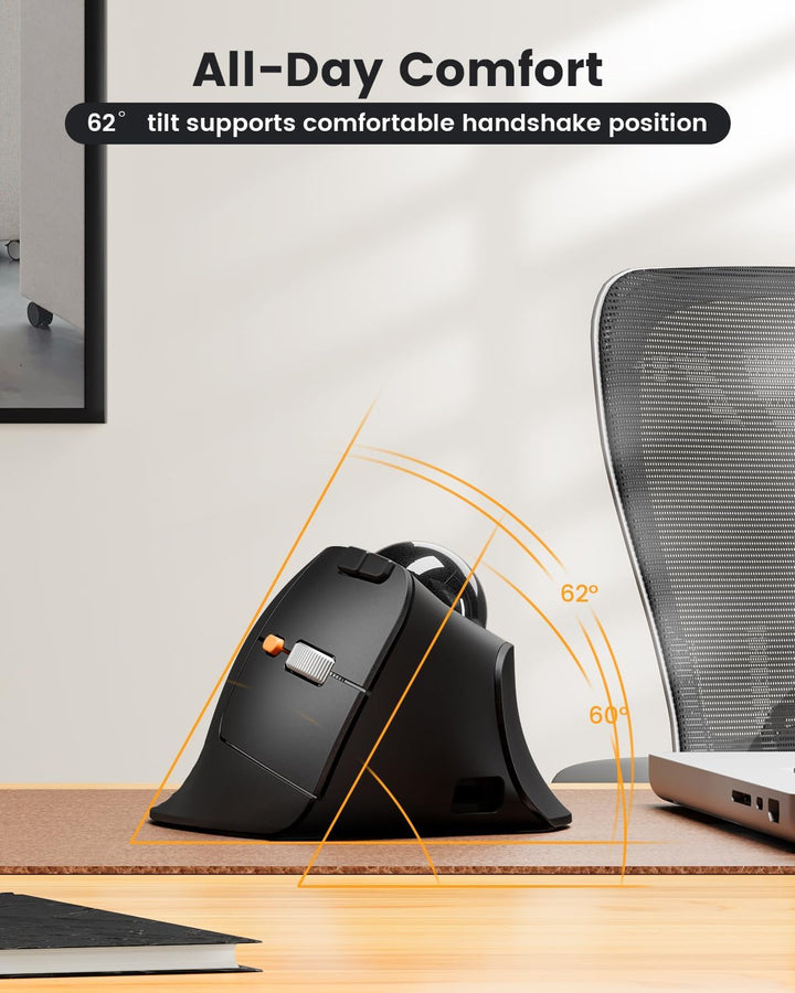 ProtoArc EM05 NL Vertikale Trackball Maus, Kabellos Bluetooth Rollerball Maus mit Fingerbedienung, W