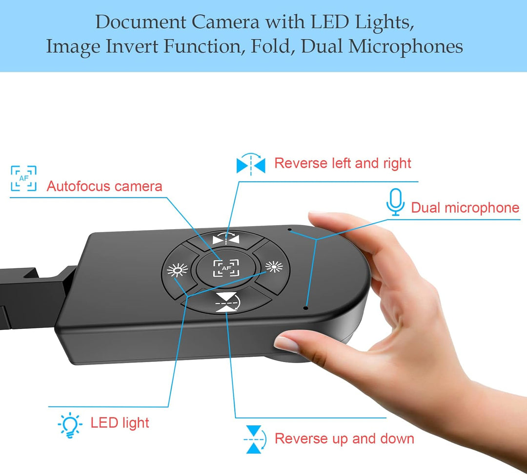 PAKOTOO 8MP Dokumentenkamera Schule & Visualizer für Klassenzimmer mit Dual-Mikrofon, 3-Stufen-LED-L