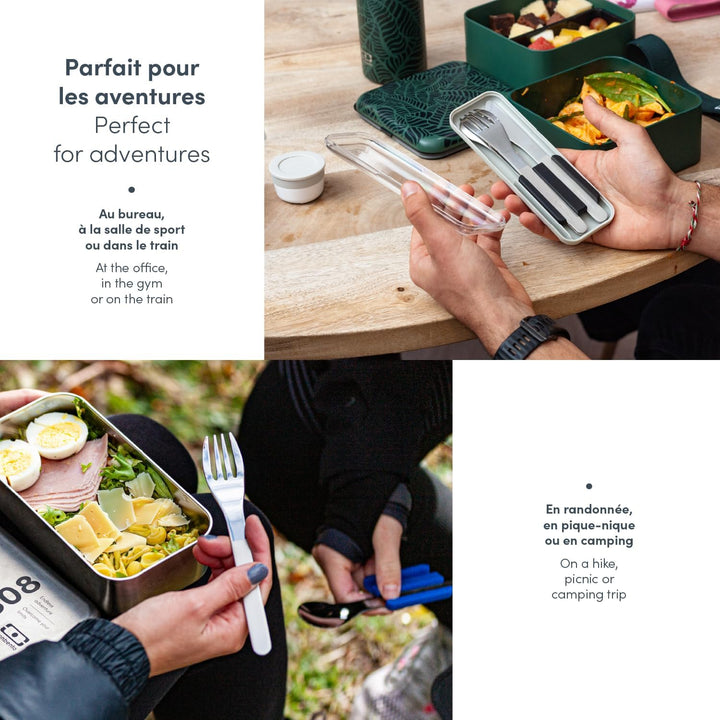 MONBENTO - Besteck für unterwegs MB Slim Box – Blau – Besteckset Lunch Box mit Etui für Bentos MB Or