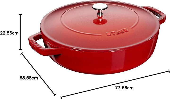 STAUB Gusseisen Bräter, Chistera Tropfenstruktur im Deckel, Rund 24 cm, 2,5 L, Kirschrot Kirschrot 2