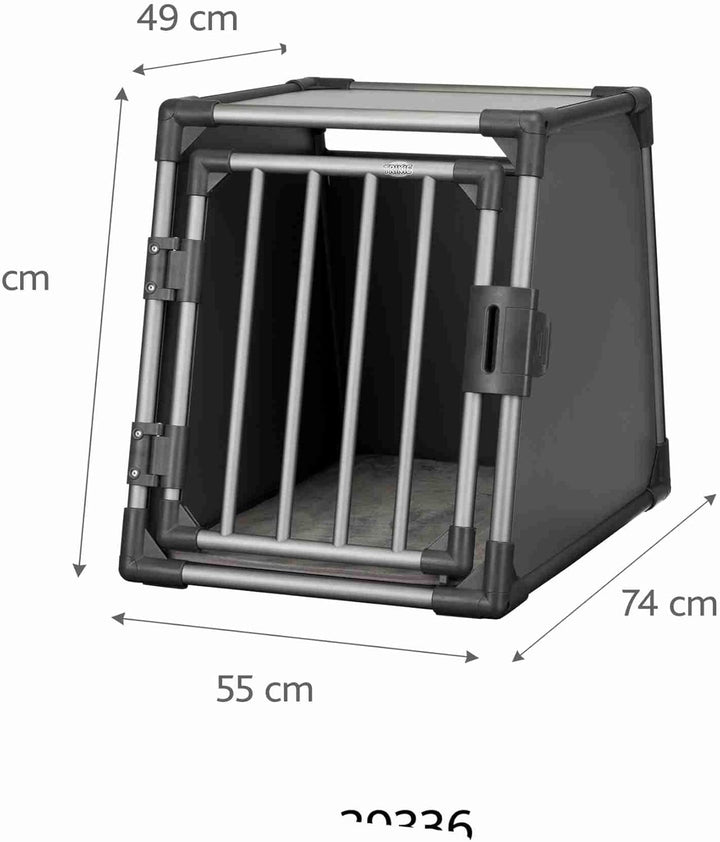 TRIXIE Hunde-Transportbox, Aluminium, M: 55 x 61 x 74 cm, grafit, stabil und geräuscharm, rutschfest