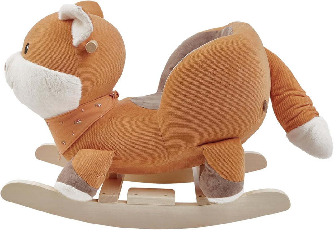 Sterntaler Schaukeltier Fuchs Filou - Schaukeltier aus Cord, Flausch & Holz - mit weicher Sitzfläche
