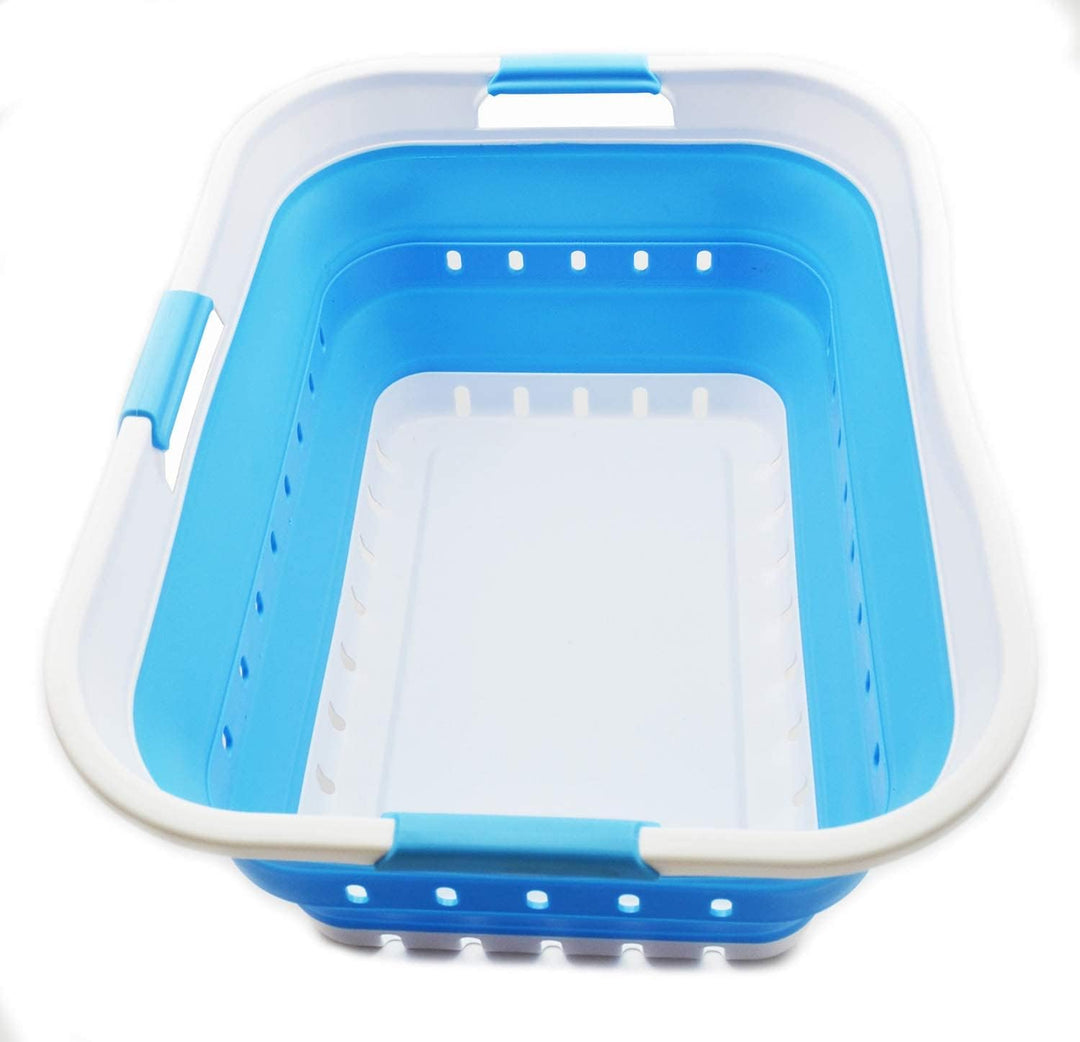 SAMMART 42L Collapsible Plastic Laundry Basket - Foldable Pop Up Storage Container/Organizer - Space