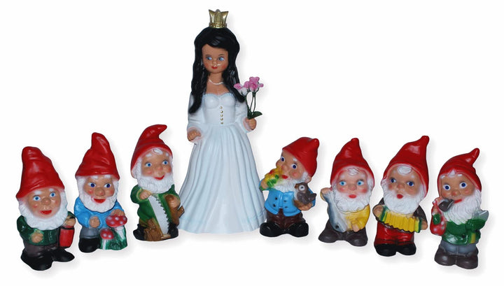 RAKSO Deko Figur Schneewittchen H 40 cm und 7 Zwerge H 19-20 cm Gartenfiguren stehend als Satz