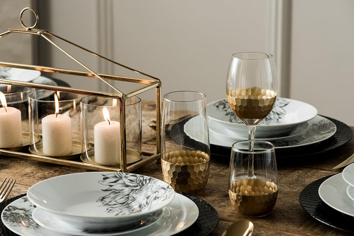 Premier Housewares vastrid High Ball Gläser, Gold, 7 x 7 x 15 cm, 4 Stück 7 x 7 x 15 cm, 7 x 7 x 15