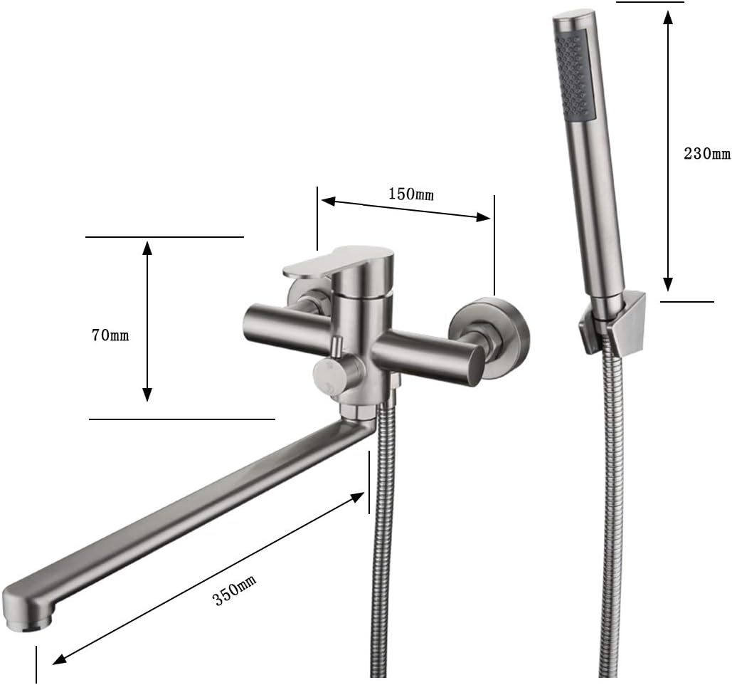 HomeLava Badewannenarmatur Wandarmatur Armatur Wanne Badewanne Auslauf 35cm lang mit Umstellventil D