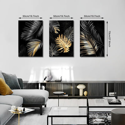 FajerminArt 3 Teilig Leinwandbilder Bilder Abstrakt Schwarzes Gold Baum bild auf leinwand Wandkunst