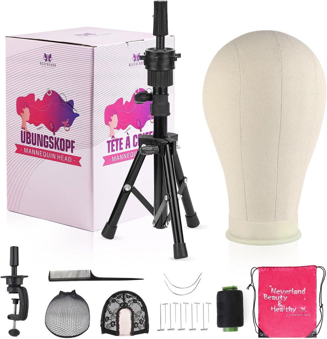 Perückenkopf 23"(58cm),Neverland Beauty Perücke kopf mit Perückenständer,Perücke machen Mannequin Ko