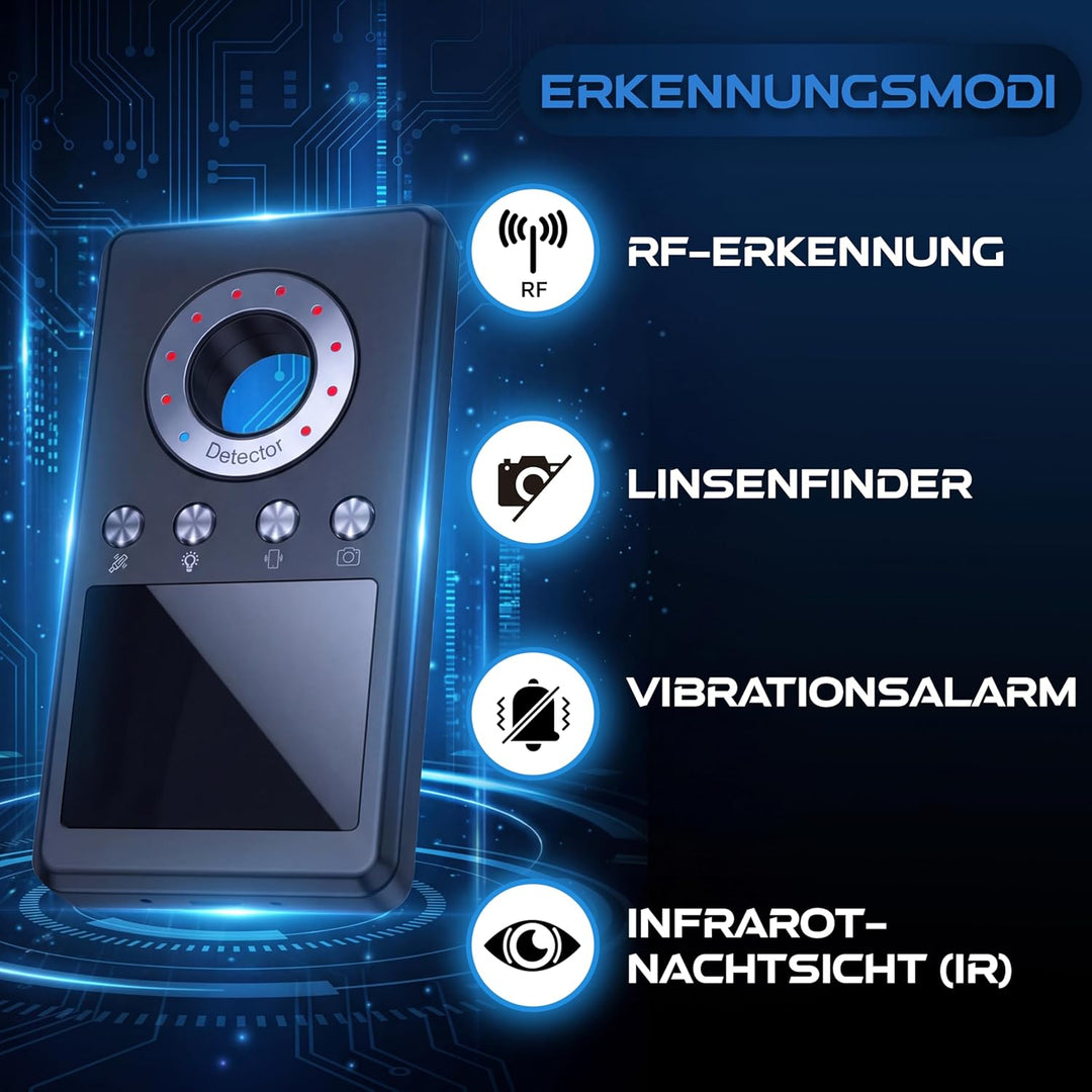 Wanzen Detektor Anti-Spy – RF Scanner für Versteckte Kamera, GPS Tracker & Abhörgeräte, Signal Detek