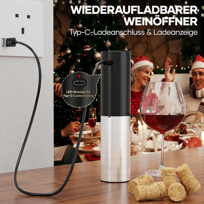 Korkenzieher Elektrisch, Assark Weinflaschenöffner Set, Automatischer Flaschenöffner, Geschenkidee W