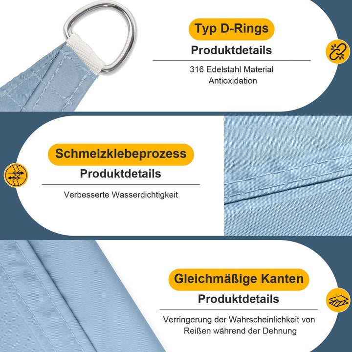 COOL AREA Sonnensegel Wasserdicht Quadratisch 3x3m Sonnenschutz 95% UV Schutz Windschutz,Wasserabwei