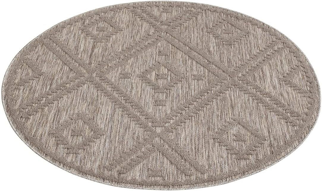 carpet city In-& Outdoor Teppich - Rund 120 cm - für Innen-& Aussenbereich - Wetterfest Balkon-Teppi
