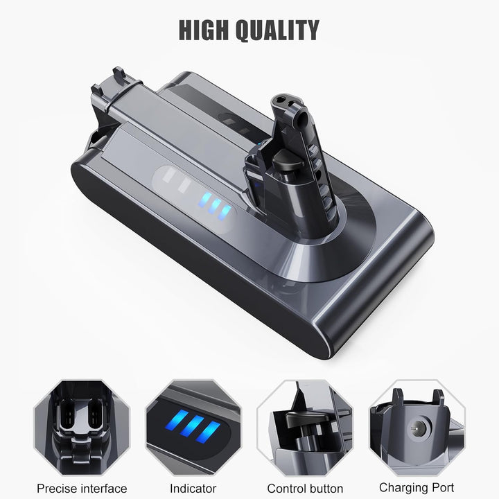 Vunzo 6000mAh Replacement Battery for Dyson Battery Compatible Dyson Animal Absolute Motörhead V10 F