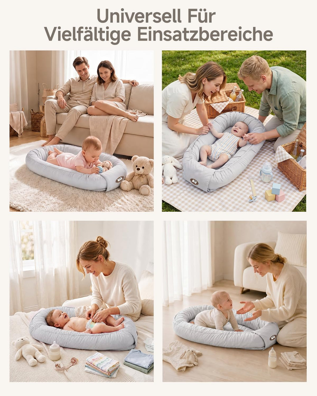 Babynest Neugeborene 95x56cm,Vollständig Abnehmbar Nestchen Baby,0-6 Monate | Babynestchen Neugebore