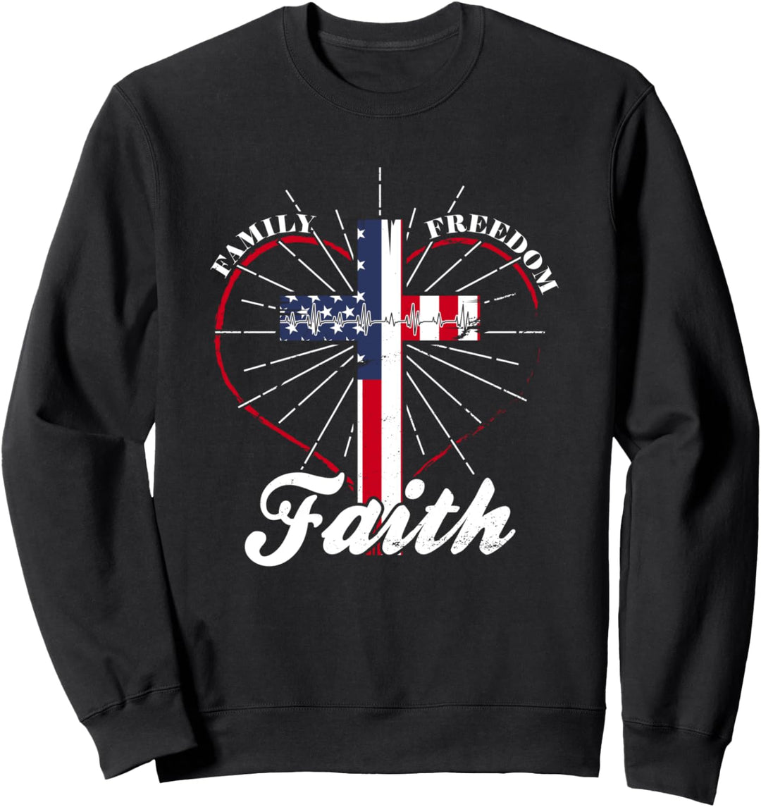 Amerikanische Flagge Glaube Familienfreiheit Herzschlag Sweatshirt
