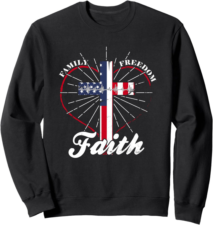 Amerikanische Flagge Glaube Familienfreiheit Herzschlag Sweatshirt