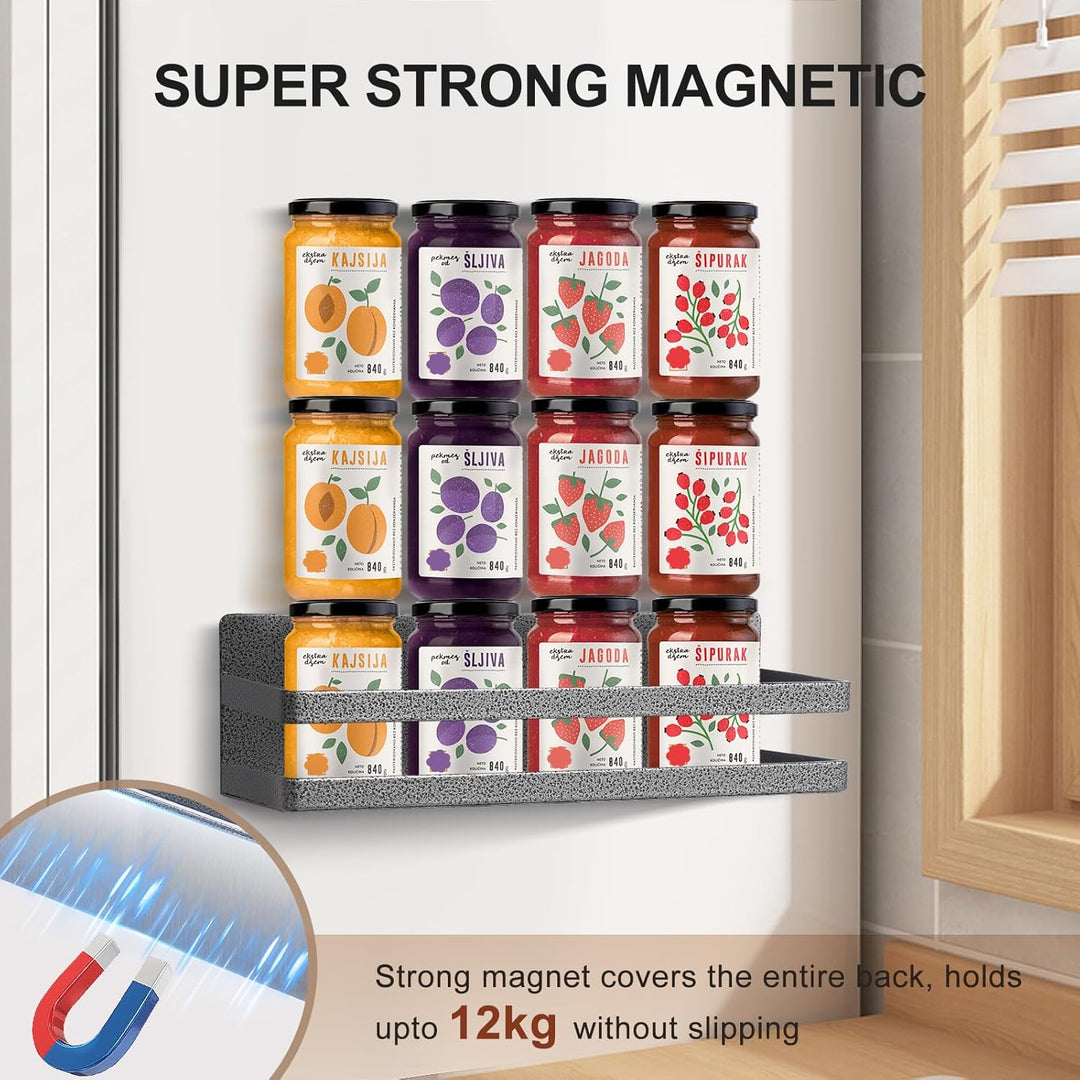Uten Magnetisches Gewürzregal, 2 Pack Magnetisches Regal Gewürzregal, Abnehmbares Magnetisches Kühls