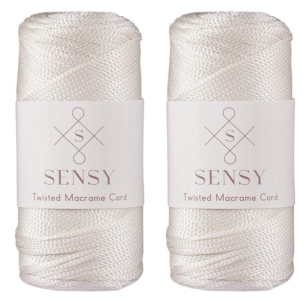 Sensy Premium 2 Stück 2 mm 220 Meter Polyester-Seil, 100 % Polypropylen-Kordel Makramee-Schnur, 2 mm