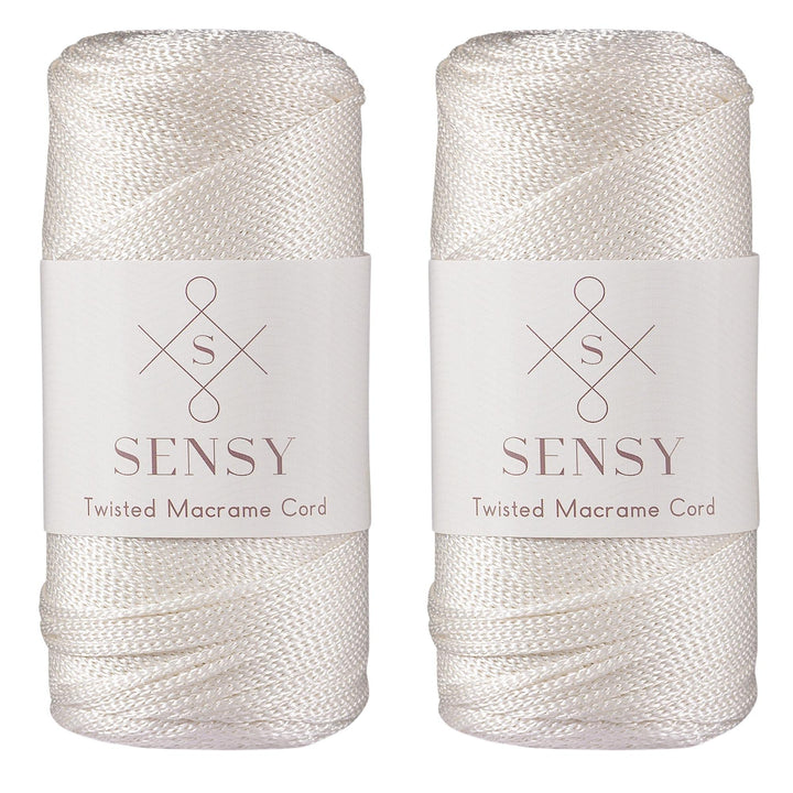 Sensy Premium 2 Stück 2 mm 220 Meter Polyester-Seil, 100 % Polypropylen-Kordel Makramee-Schnur, 2 mm