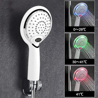 Handheld-Badezimmer-Duschkopf, digitale Temperaturanzeige, 3 Farben, LED für Badezimmer