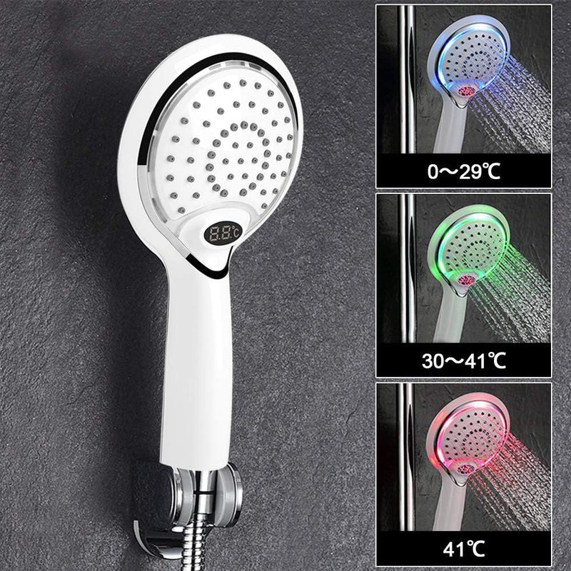 Handheld-Badezimmer-Duschkopf, digitale Temperaturanzeige, 3 Farben, LED für Badezimmer