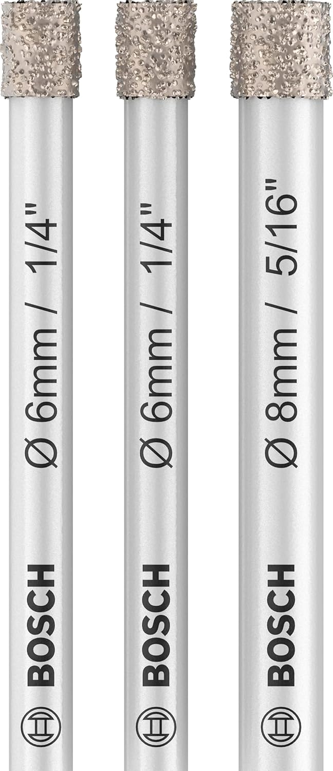 Bosch Professional 3 tlg. Diamantbohrer-Set Expert for Ceramic (für Harte Fliesen, Harter Stein, Wei