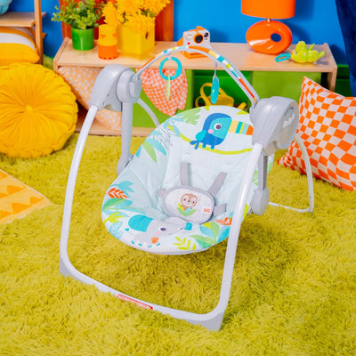 Bright Starts, Rainforest Vibes, tragbare und kompakte Schaukel mit 6 Schaukelgeschwindigkeiten, abn