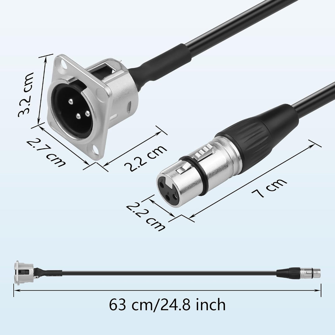 GINTOOYUN 2 Stück 24,8 Zoll XLR Panel Installation weiblich zu XLR männlich Stecker Kabel D-Typ Selb