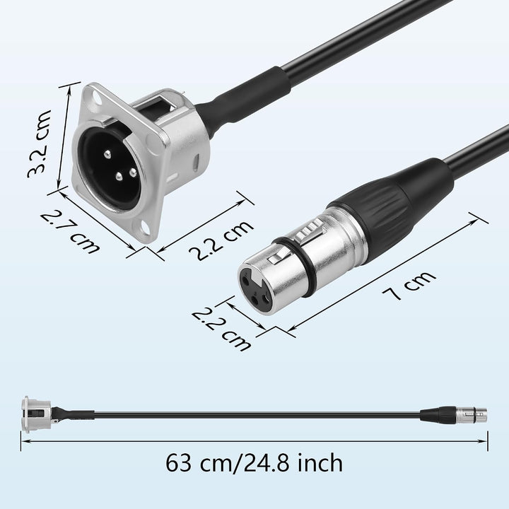 GINTOOYUN 2 Stück 24,8 Zoll XLR Panel Installation weiblich zu XLR männlich Stecker Kabel D-Typ Selb