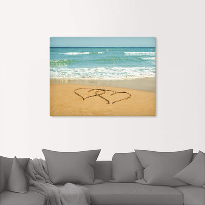 ARTland Leinwandbilder Wandbild Bild auf Leinwand 80x60 cm Landschaften Strand T5OB Herzen im Sand 8