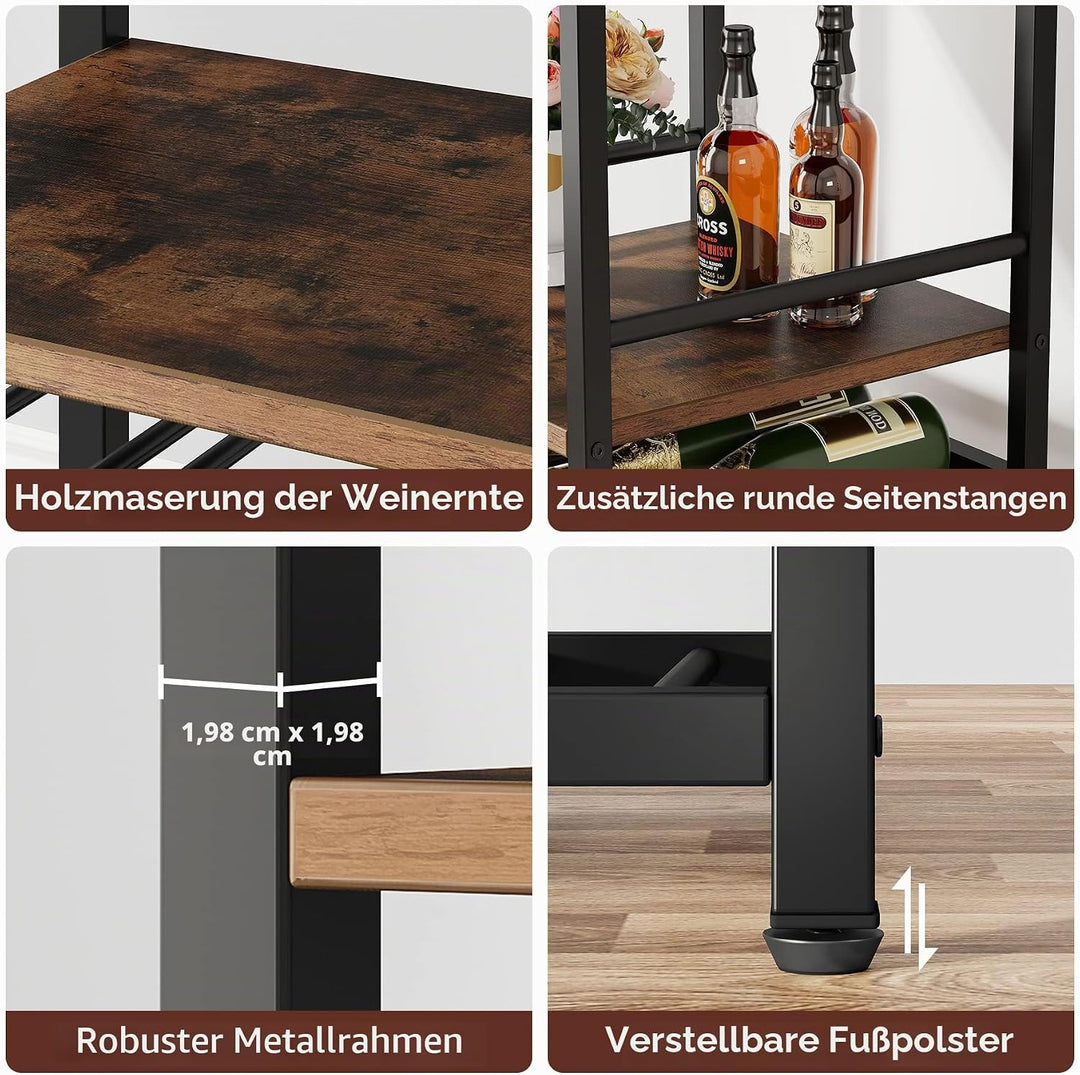 Tribesigns 20 Flaschen Wein Bäckerregal,Weinregal Freistehender Boden, 9 Etagen, industrielles freis