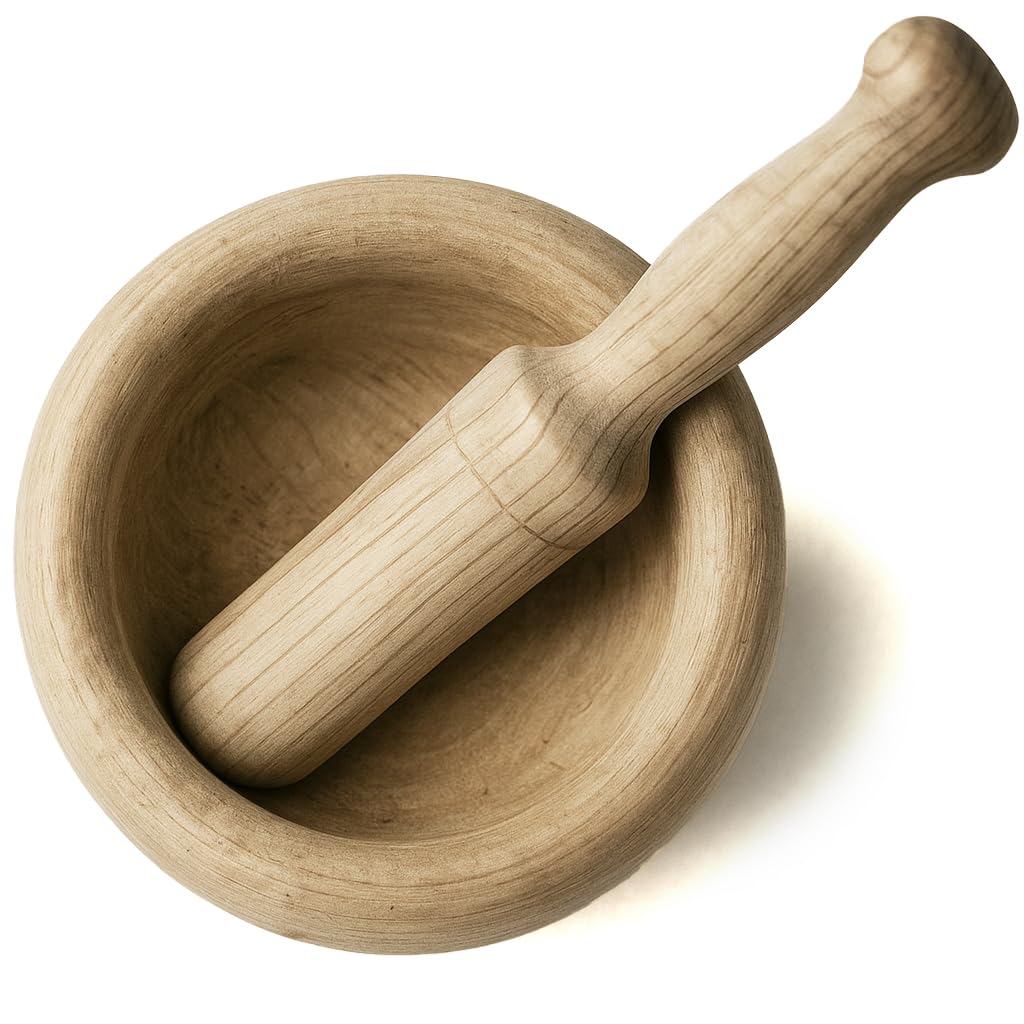 Space Home - Mörser mit Stössel - Mörser und Holzhamme - Ø 14 cm, 14 cm