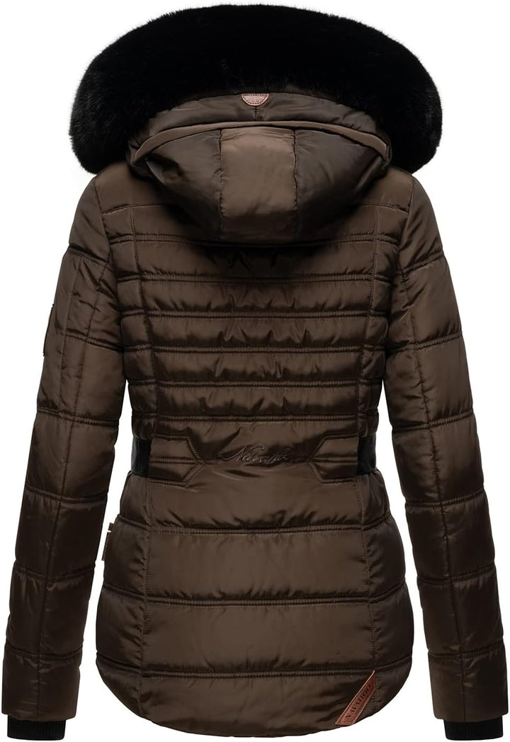 Navahoo Designer Damen Winter Jacke Steppjacke Winterjacke Stepp gesteppt B844 XS Braun, XS Braun