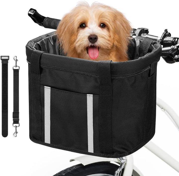 ANZOME Hunde Fahrradkorb, Hundekorb Fahrrad vorne, Abnehmbare Hundetasche für Kleiner Hund-Haustier-