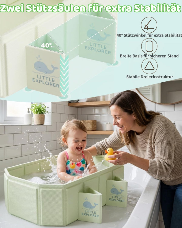 Babywanne Faltbar für Babys &amp; Kleinkinder von 0–6 Jahren, Klappbare Babybadewanne für Dusche &amp; Bad,