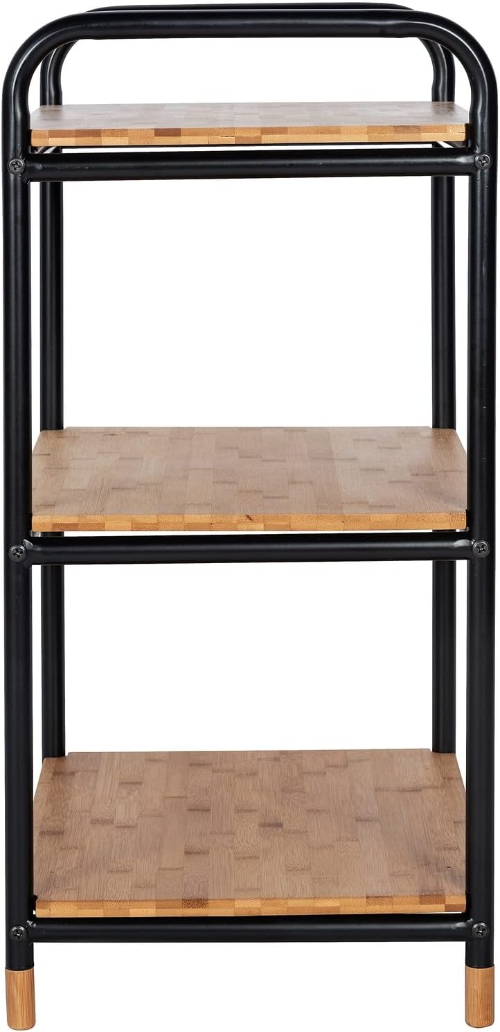 WENKO Regal Loft mit 3 Etagen, offenes Wohnregal aus Bambus & Metall im coolen Industrial-Design, zu
