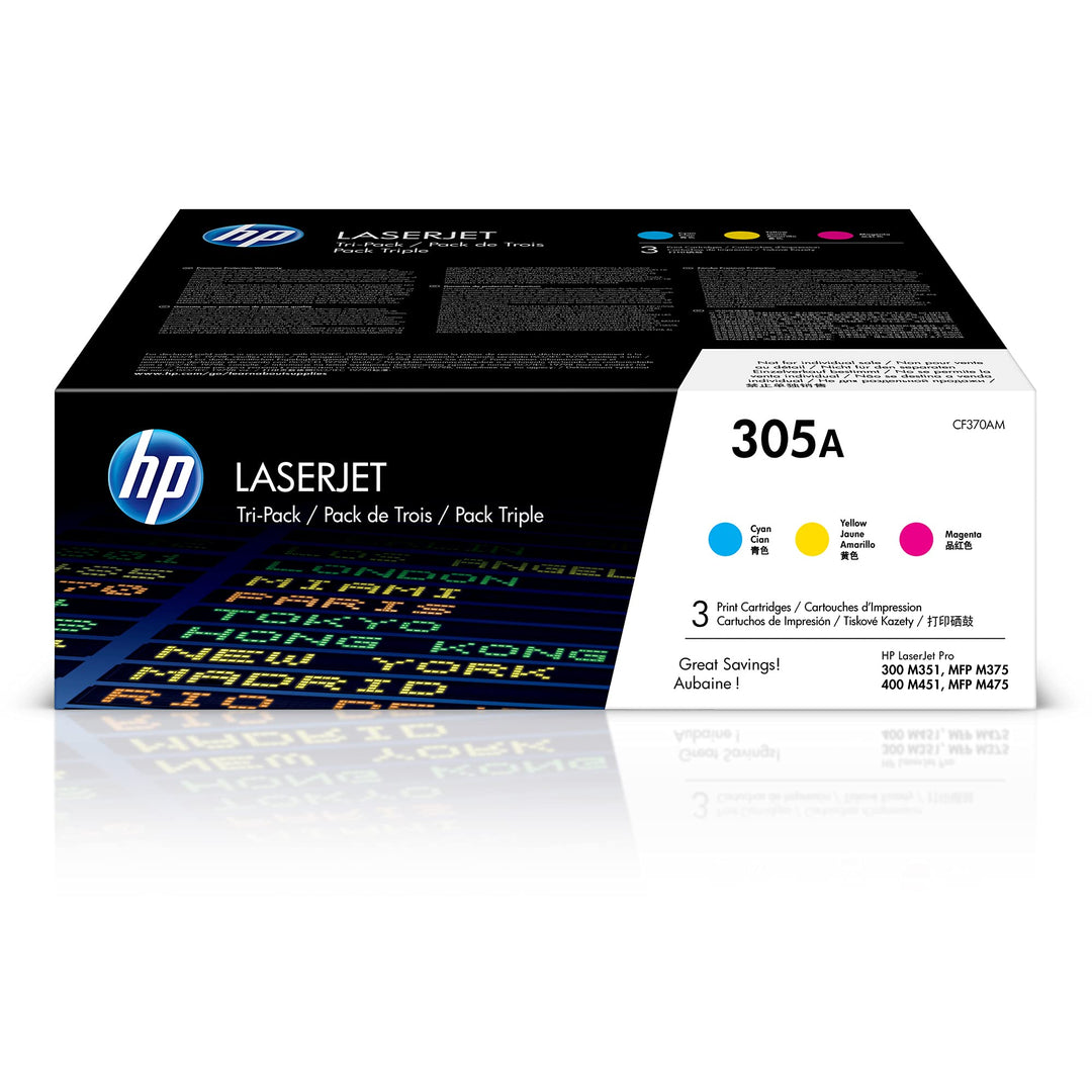HP 305A (CF370AM) Multipack Original Toner 1xBlau, 3er-Pack, cyan/magenta/gelb