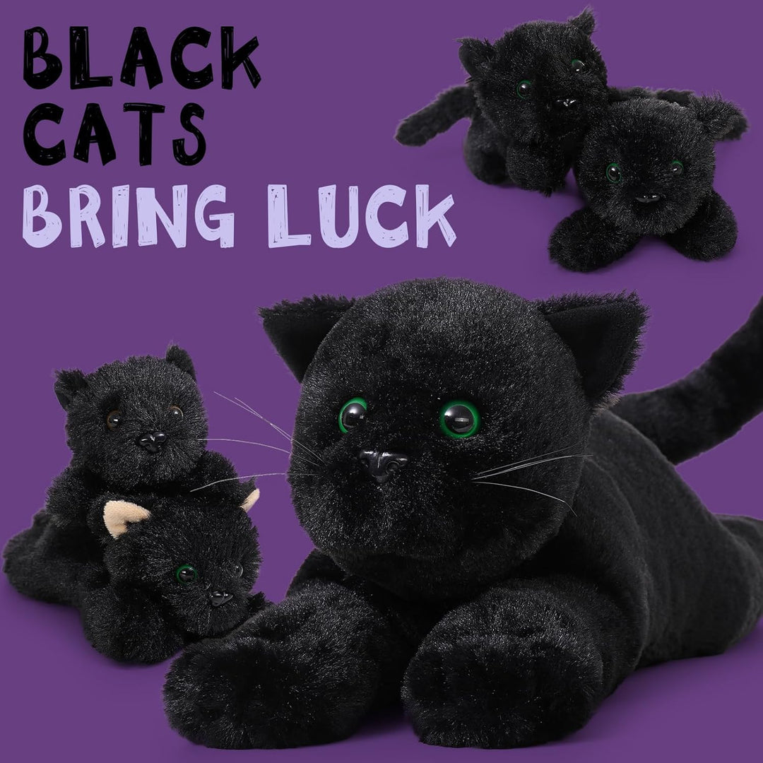 MorisMos 5 stücke Katze schwarz Plüschtier Set, liegend - 52cm Länge - gross schwarzkatze Kuscheltie