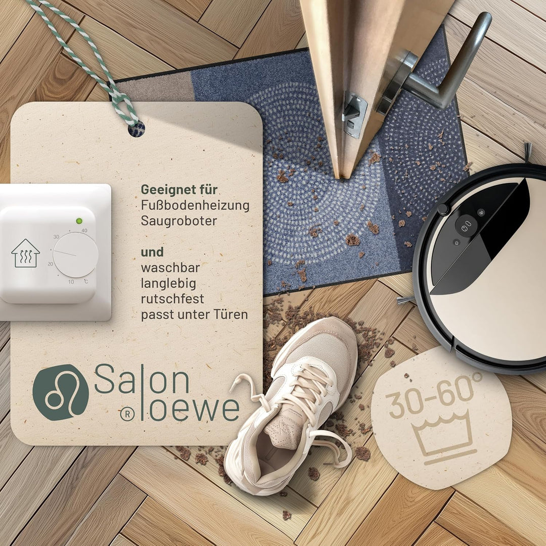 Salonloewe Fussmatte Nestor 50x75 cm - (SLD1574-050X075) H 50 cm | B 75 cm | L 0,7 cm Blau, H 50 cm