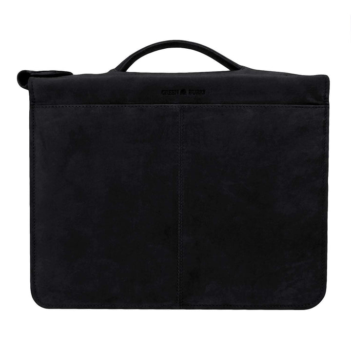 Greenburry Dokumentenmappe Leder - Schwarz Vintage Revival - Hochwertiges Rindsleder - Schreibmappe