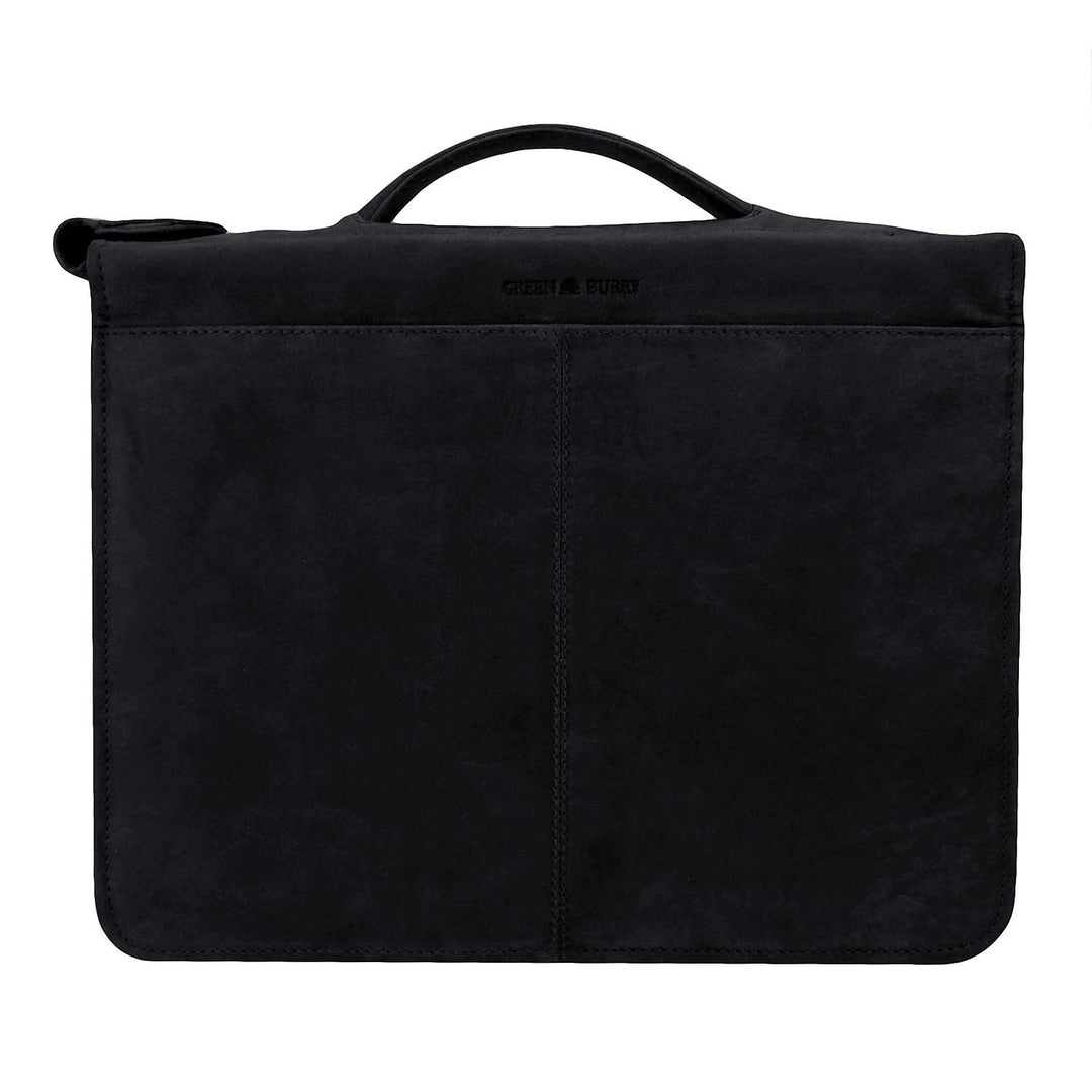 Greenburry Dokumentenmappe Leder - Schwarz Vintage Revival - Hochwertiges Rindsleder - Schreibmappe