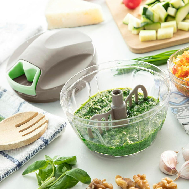 InnovaGoods - Manueller Mini-Zerkleinerer mit Seilzug Spinop, 400 ml Kapazität, Schnelles Hacken, Ei