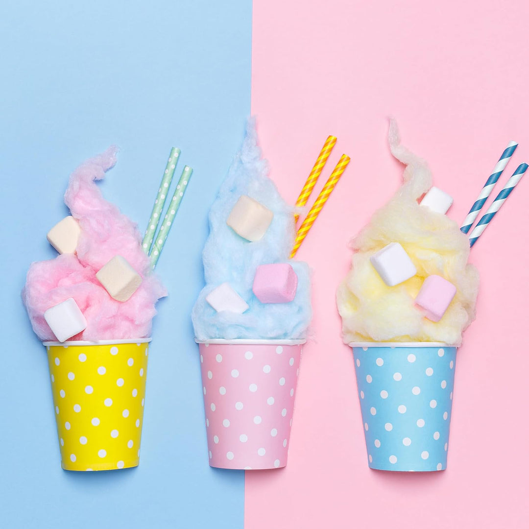 Petra PT2641BLVDEEU7 Zuckerwattemaschinen inkl. Messlöffel und 50 Holzstäbchen, tragbare Retro Zucke